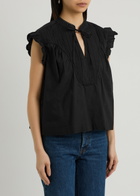 Skall Studio Aurora Embroidered Cotton top Black