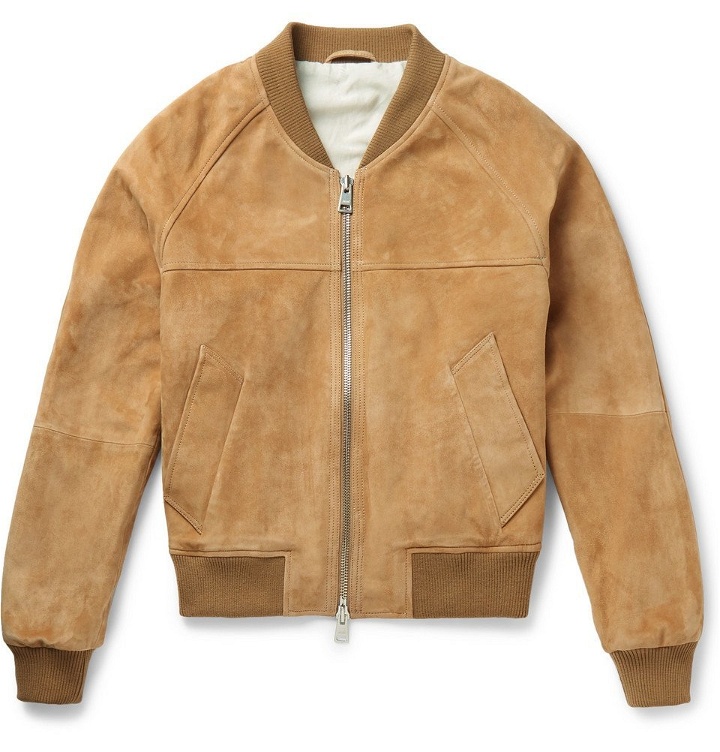 Photo: AMI - Suede Bomber Jacket - Brown