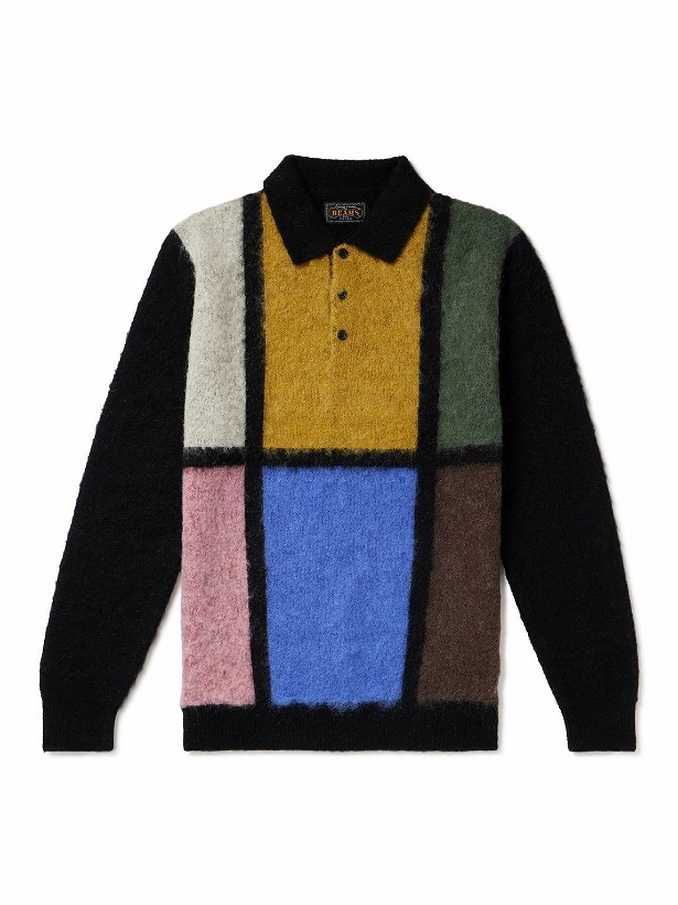 Photo: Beams Plus - Colour-Block Knitted Polo Shirt - Black