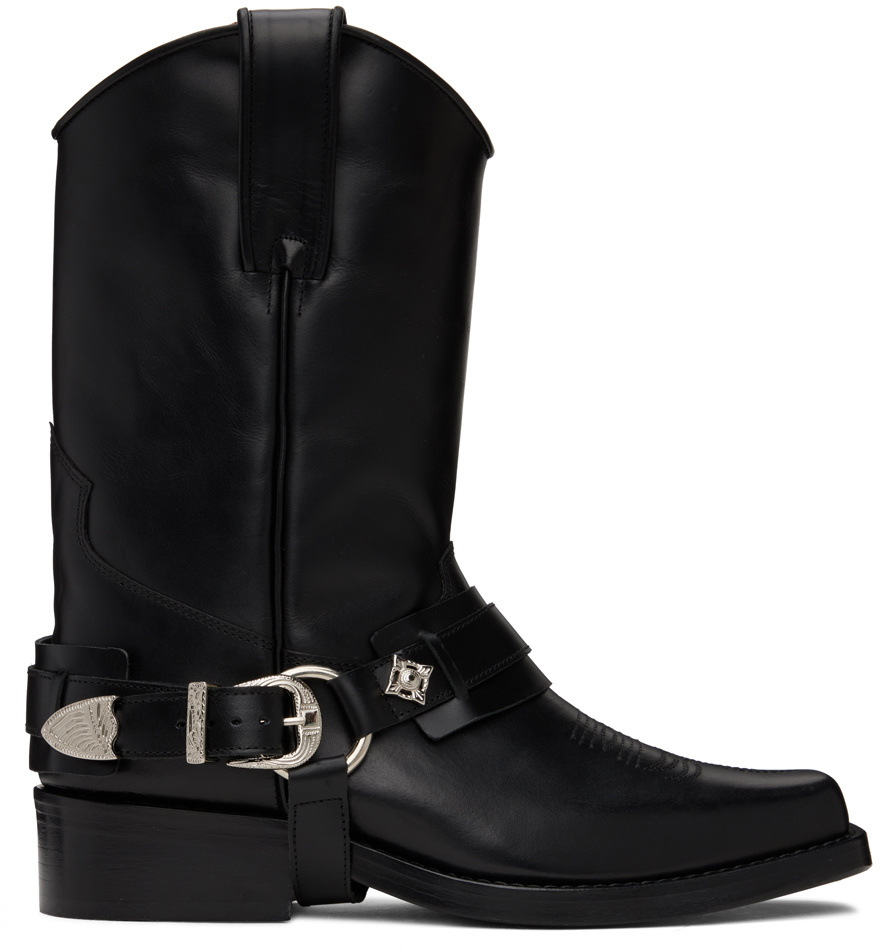 TOGA VIRILIS　ATTACHED LEATHER COWHIDE Toga Virilis Leather Slides | Black | FARFETCH