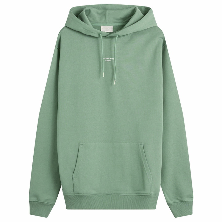Photo: Drôle de Monsieur Men's Drole De Monsieur Classic Slogan Hoodie in Water Green