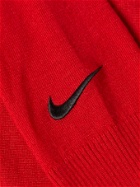 NIKE GOLF - Tiger Woods Mesh-Trimmed Wool-Blend Golf Sweater - Red