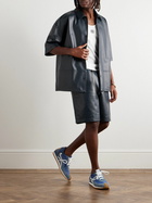LOEWE - Anagram Logo-Embossed Panelled Leather Shirt - Blue
