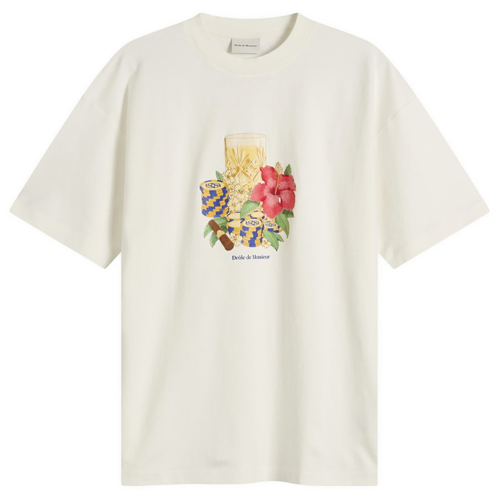 Photo: Drôle de Monsieur Men's T-shirt Hibiscus Club in Off White