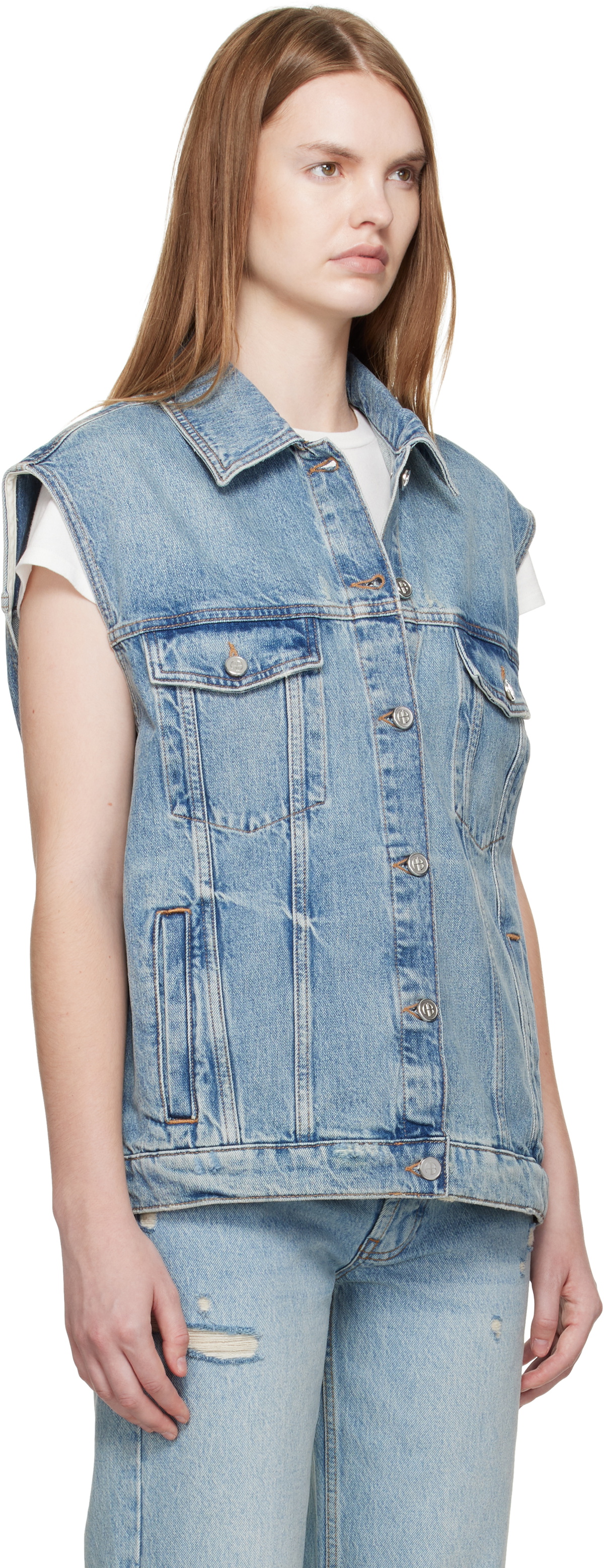 ANINE BING Blue Rory Denim Vest