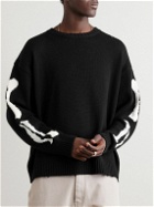 KAPITAL - Instarsia Cotton-Blend Sweater - Black