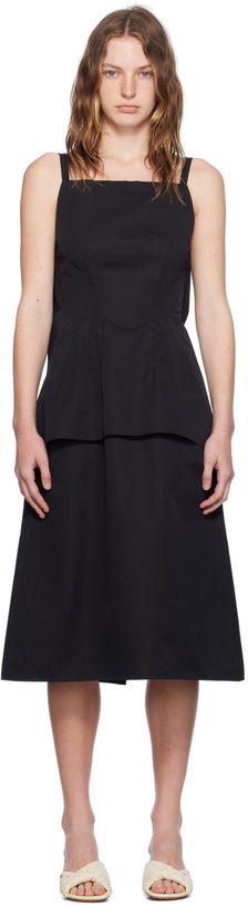 Photo: Jil Sander Black Square Neck Midi Dress