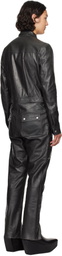 Rick Owens Black Hollywood Headon Flightsuit Leather Jumpsuit