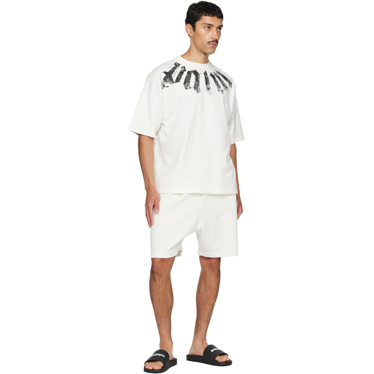 Palm Angels Black Classic Logo Pool Slides