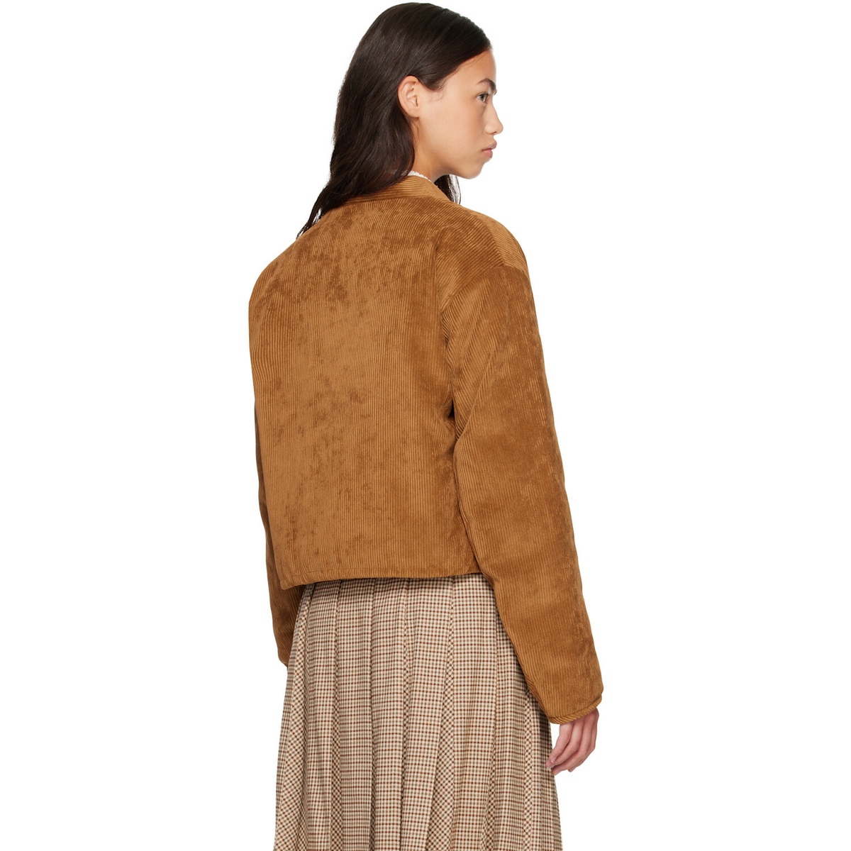 Moncler Tan & Pink Blageon Corduroy Reversible Down Jacket