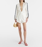 Adriana Degreas Bicolor linen-blend Bermuda shorts