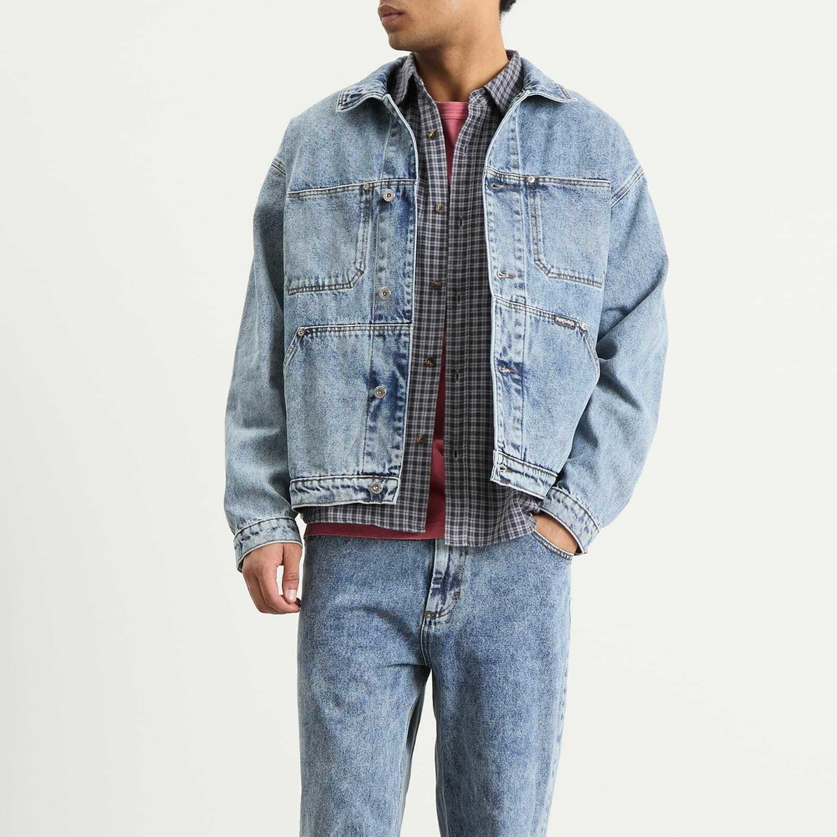 Polar Skate Co. Men's Patrik Denim Jacket in Heavy Washed Blue