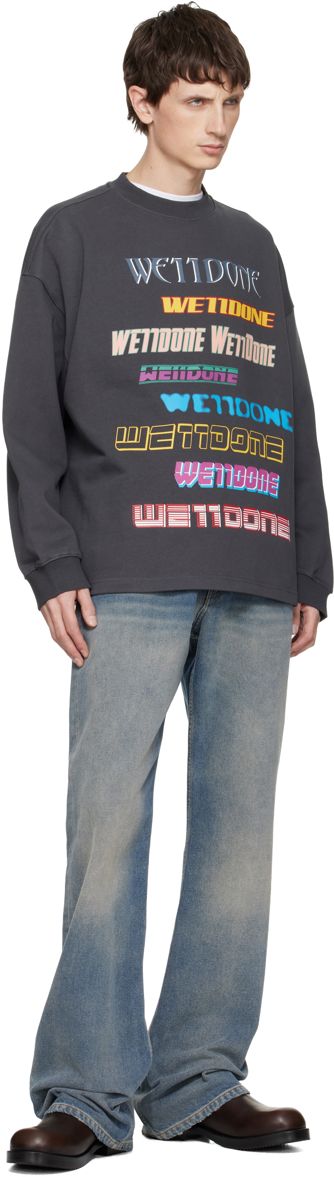 We11done Gray Front Logo Sweatshirt