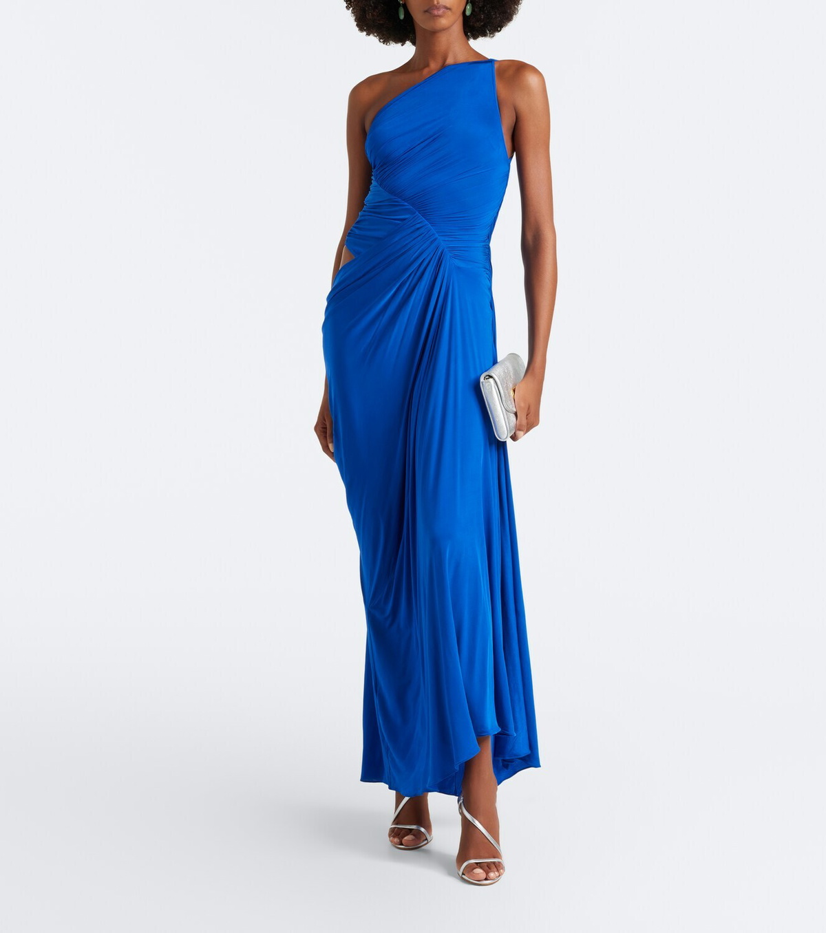 Alex Perry Ruched one-shoulder jersey gown
