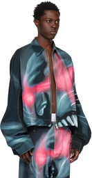 Gerrit Jacob Blue & Pink Printed Denim Jacket