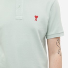 AMI Men's Small A Heart Polo Shirt in Pale Green