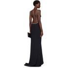 TOM FORD Black Crystal Chain Satin Maxi Evening Dress