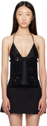 SHUSHU/TONG Black Embellished Corset Halter Top