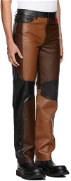 Marine Serre Black & Brown Mix-Leather Patchwork Leather Pants