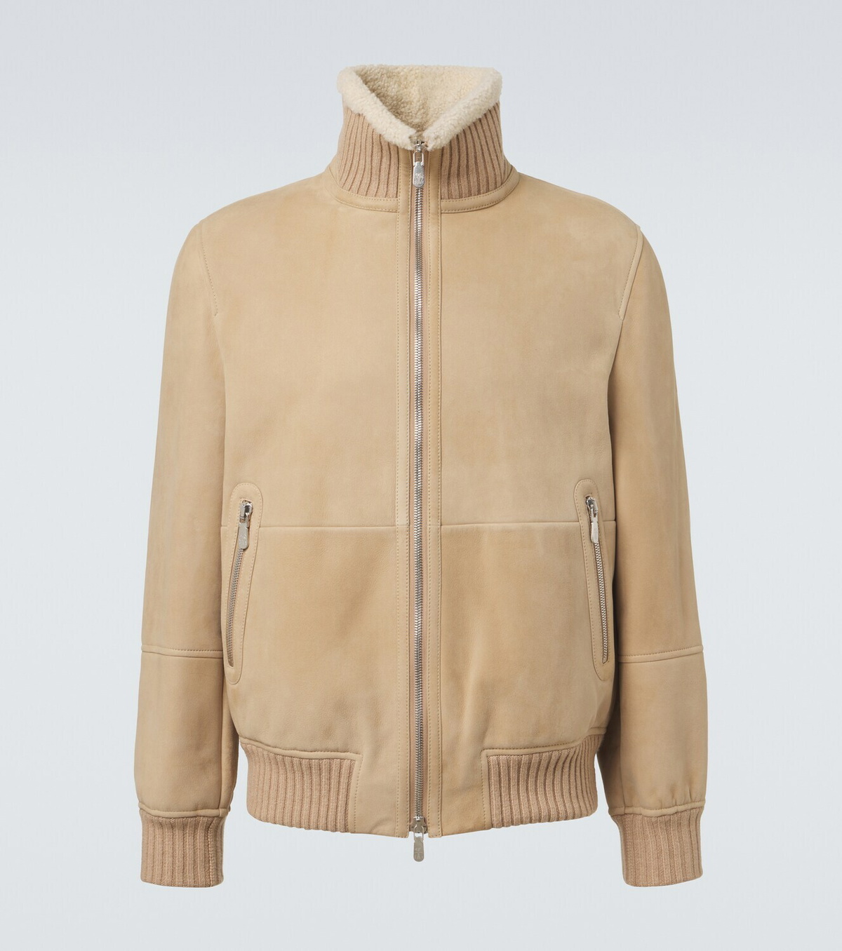 Brunello Cucinelli Shearling-lined suede bomber jacket