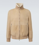 Brunello Cucinelli Shearling-lined suede bomber jacket