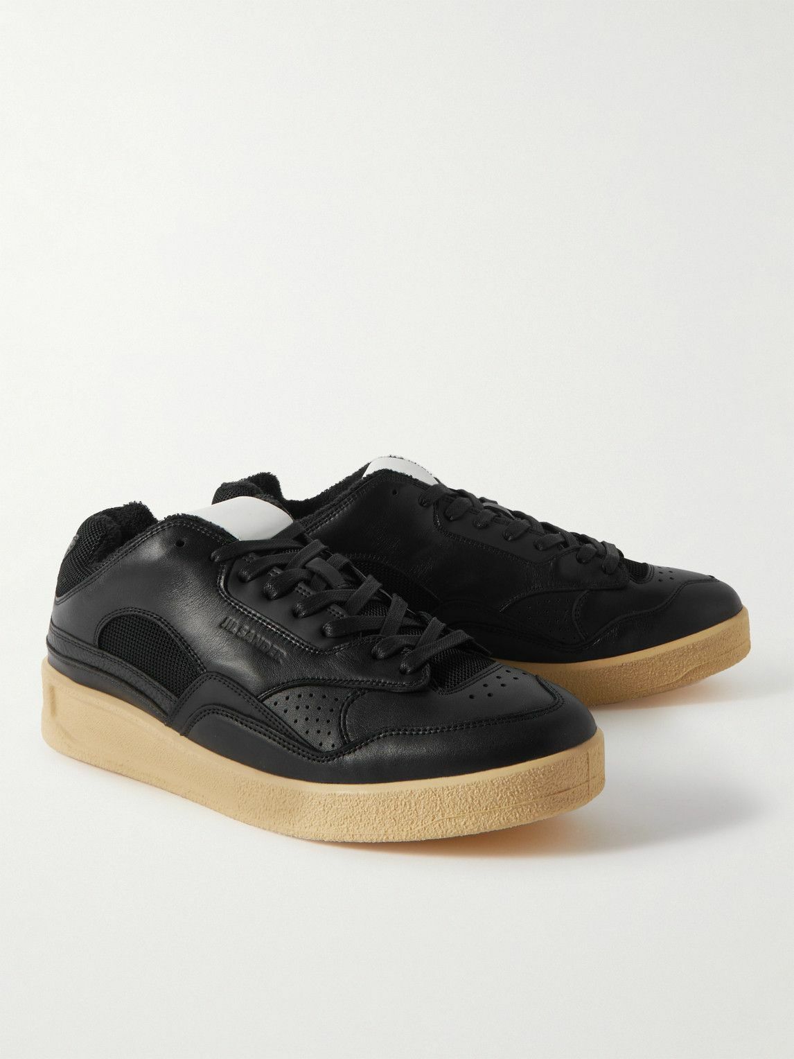 【関税＆送料込み】Jil Sander Black Leather Sneakers JIL SANDER Leather platform sneakers | THE OUTNET