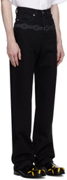 Stefan Cooke Black Cable Corded Jeans