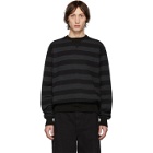 Junya Watanabe Black and Grey Striped Crewneck Sweater