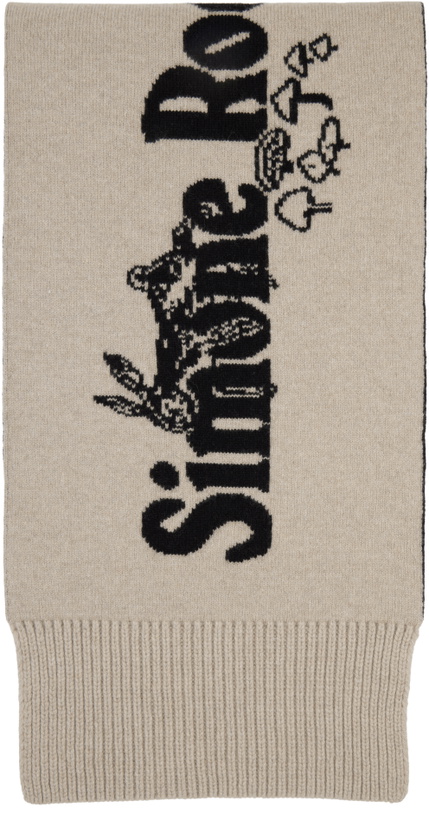 Photo: Simone Rocha Black & Beige Long Graphic Logo Knit Scarf