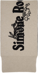 Simone Rocha Black & Beige Long Graphic Logo Knit Scarf