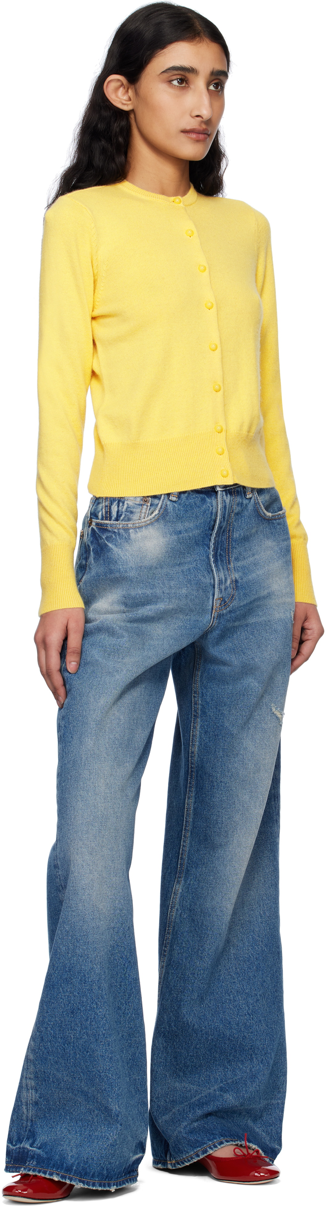 GUIZIO Yellow Emelie Cropped Cardigan
