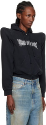 VETEMENTS Black Cradle of Filth Logo Extreme Shoulder Hoodie