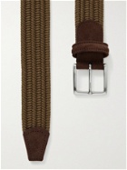 ANDERSON'S - 3.5cm Suede-Trimmed Woven Elastic Belt - Brown