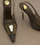 Saint Laurent Sibyl leather-trimmed TPU slingback pumps