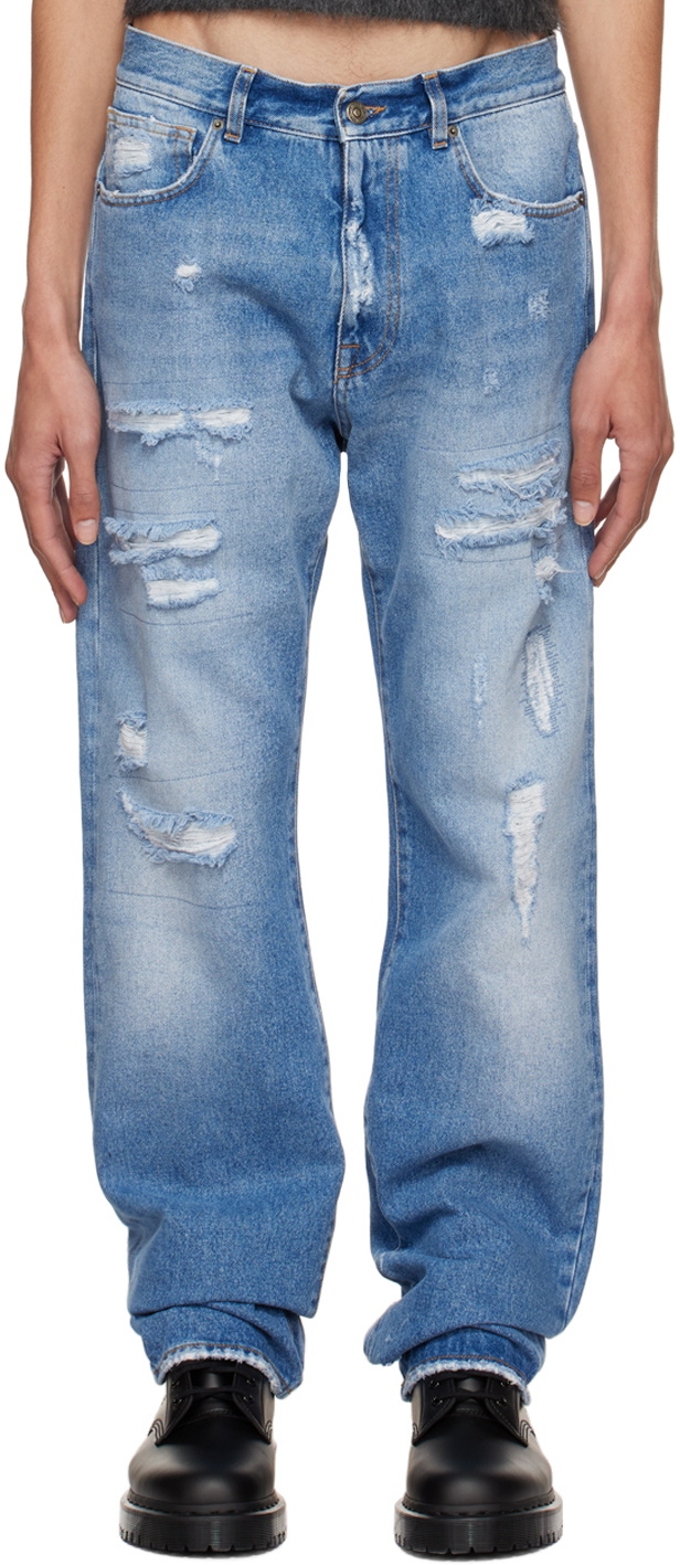 424 Blue Distressed Jeans 424