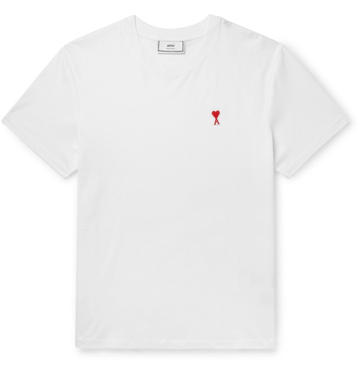 Photo: AMI - Logo-Appliquéd Organic Cotton-Jersey T-Shirt - White