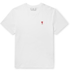 AMI - Logo-Appliquéd Organic Cotton-Jersey T-Shirt - White