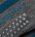 Hugo Boss - Striped Stretch Cotton-Blend No-Show Socks - Gray