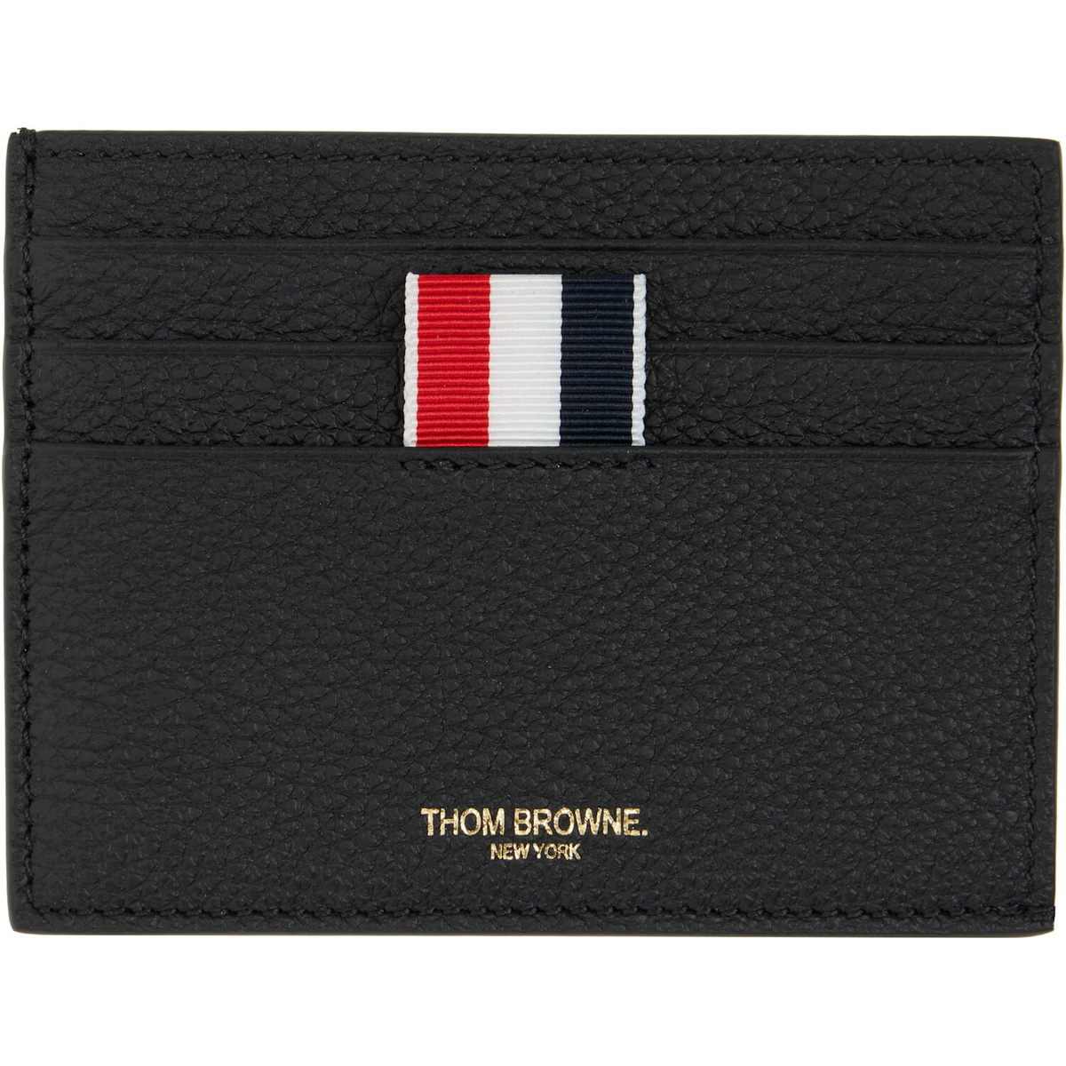 Thom Browne Black Soft Pebble Grain Note Compartment Card Holder