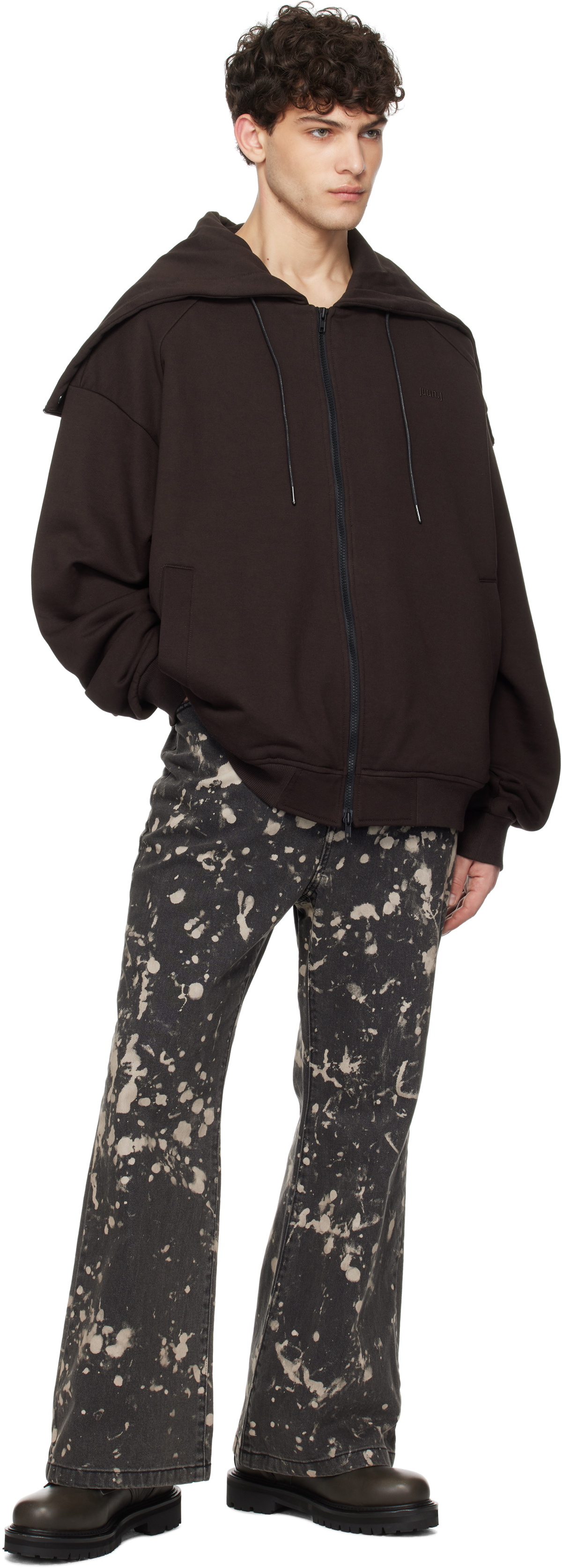 Juun.J Brown Transformable Hoodie