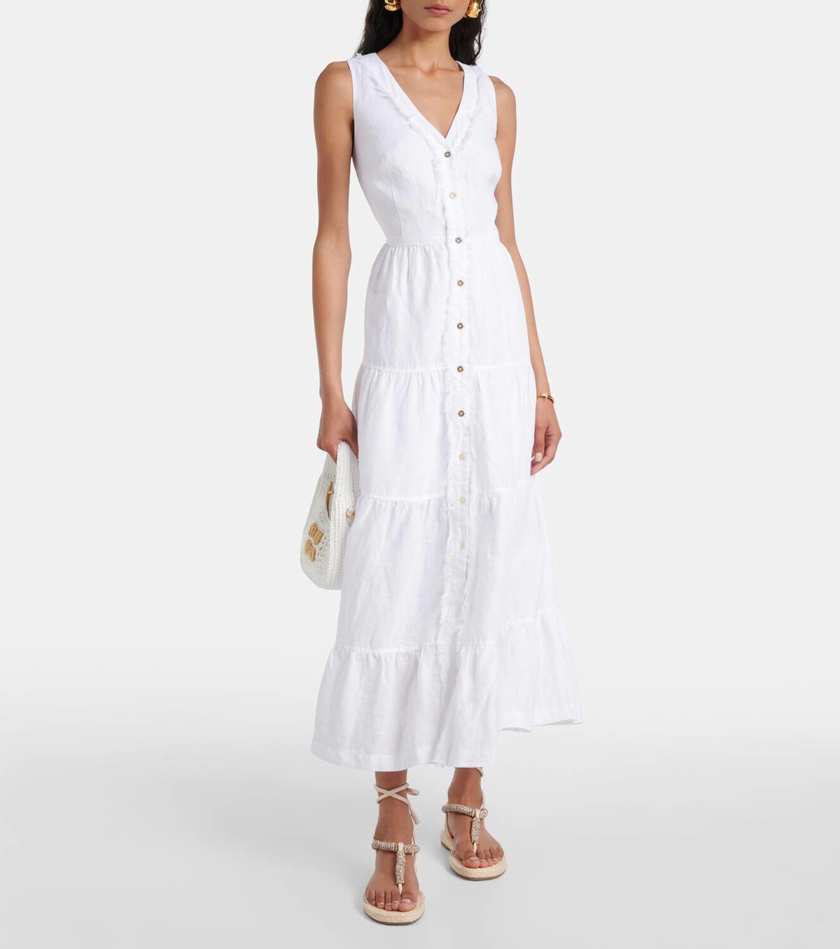 Heidi Klein White Bay linen midi dress
