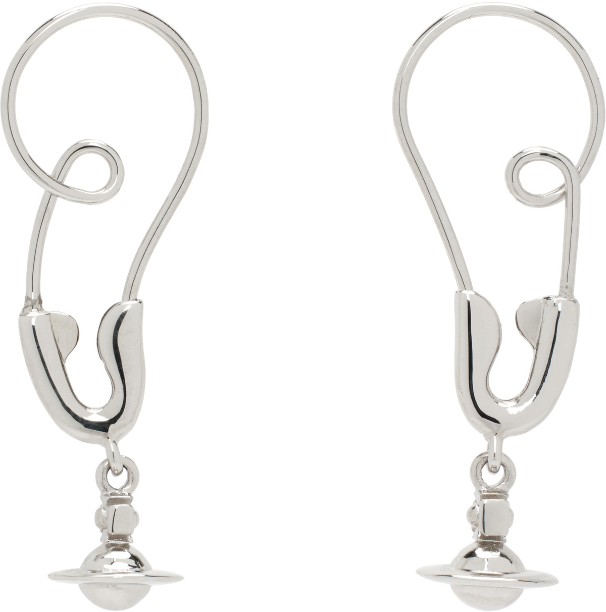 Vivienne Westwood Gunmetal & Green Kitty Stud Single Earring