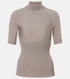 Alaïa Ribbed-knit turtleneck wool-blend top