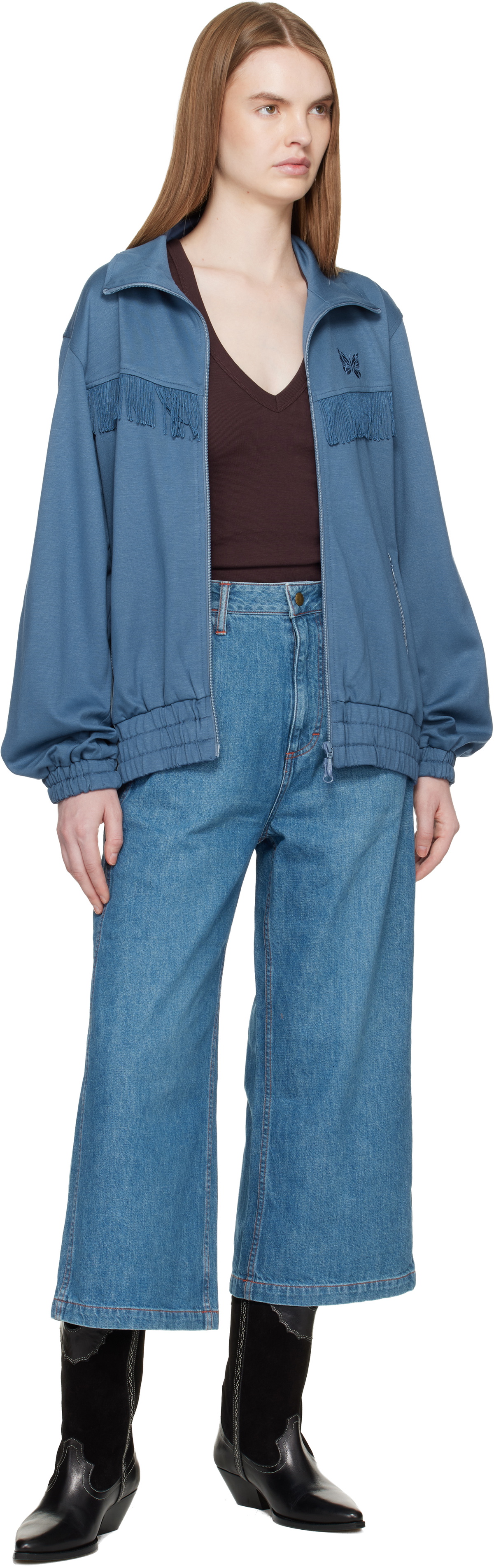 NEEDLES Blue Cropped Buggy Jeans