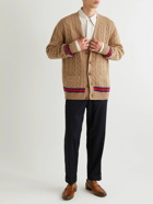 GUCCI - Striped Cable-Knit Cashmere and Wool-Blend Cardigan - Neutrals