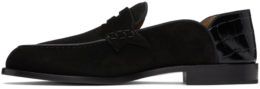 Penny No Back Suede And Croc Effect Loafers in Black - Christian