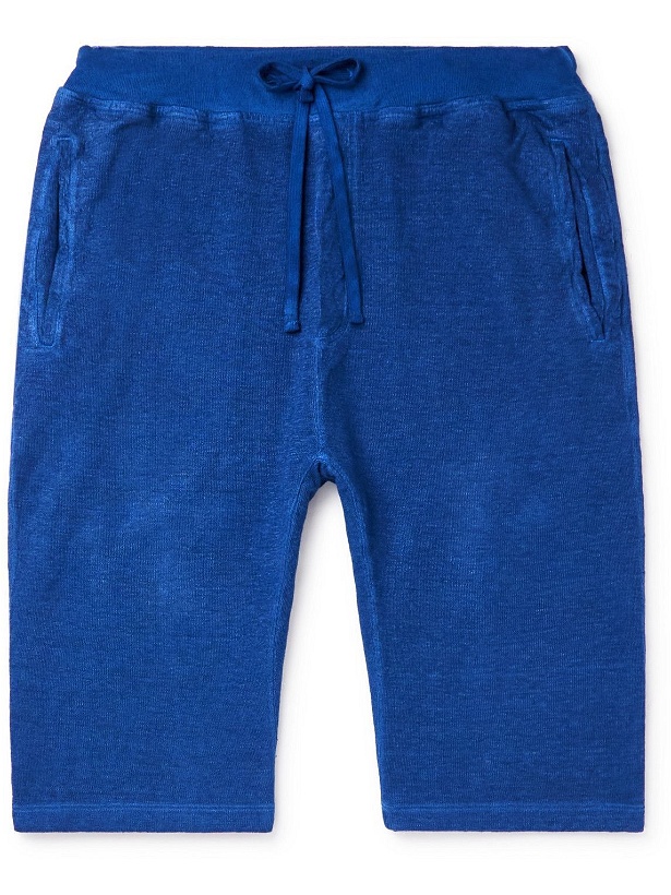 Photo: 120% - Straight-Leg Linen-Blend Jersey Drawstring Shorts - Blue