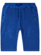 120% - Straight-Leg Linen-Blend Jersey Drawstring Shorts - Blue