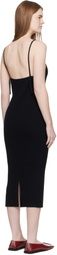 Jil Sander Black Merino Wool Fine Rib Midi Dress