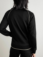 TOM FORD - Slim-Fit Leather-Trimmed Satin-Jersey Track Jacket - Black